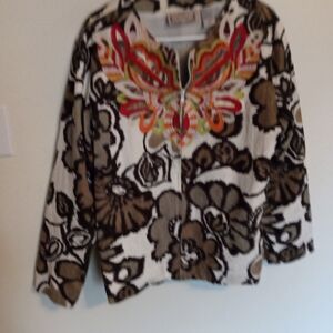 Lifestyle Floral Embroidered Geometric Women's Blazer Sz XL